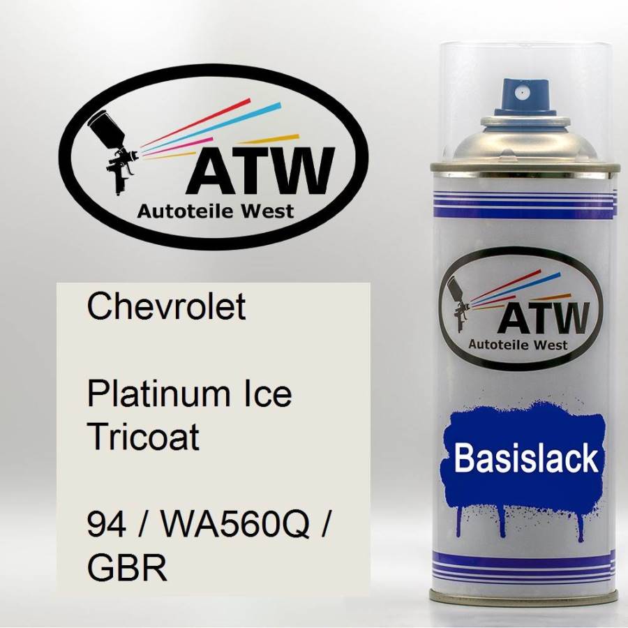 Chevrolet, Platinum Ice Tricoat, 94 / WA560Q / GBR: 400ml Sprühdose, von ATW Autoteile West.
